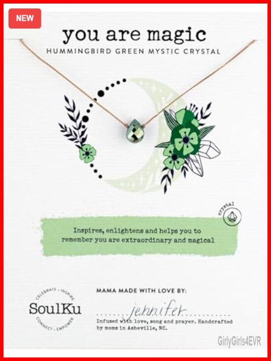 Jewelry - Handmade Crystal Pendant Necklace with Inspirational Card, Nylon Cord